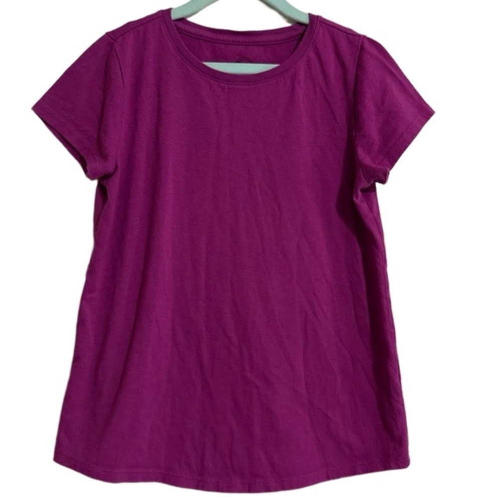 Wonder Nation T-Shirt Girls Large 10-12 Purple Short Sleeve Crew Solid